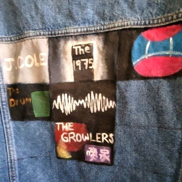 Divided by H&M Denim Jean Jacket with Handpainted Design Size 10 - Picture 3 of 10
